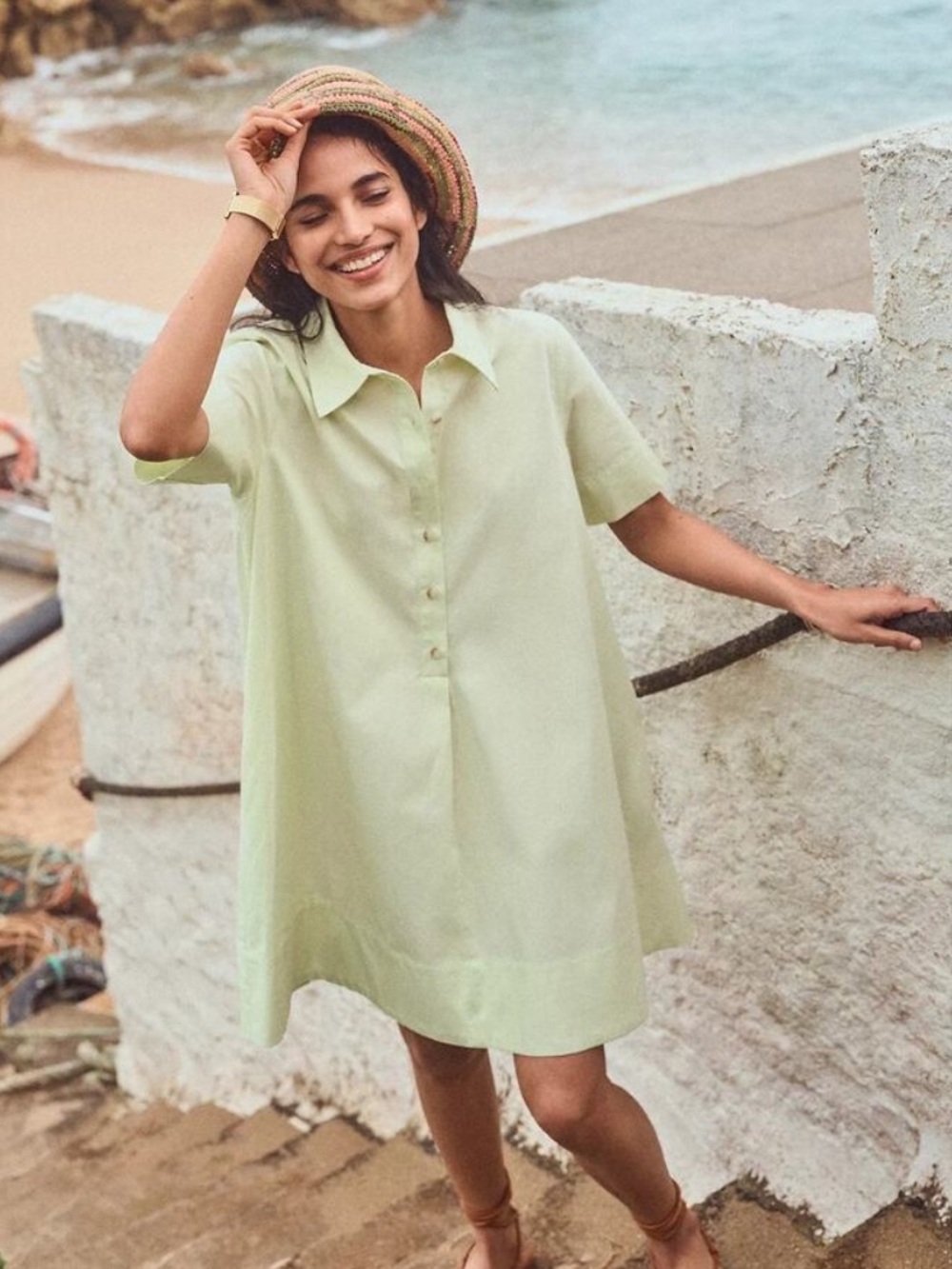 Anthropologie The Pollie mint Green swing tunic mini dress medium
